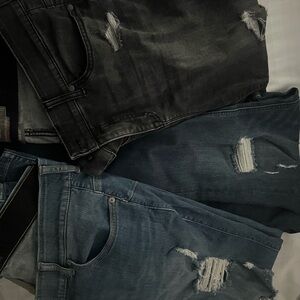 Distressed Denim Jeans - Black and Blue